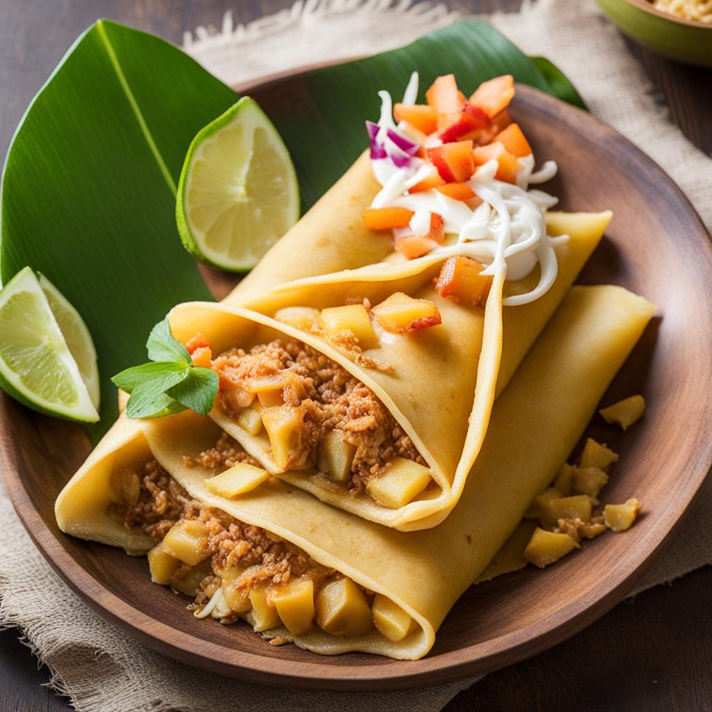 jackfruit and coconut crepes, a tropical delight, enjoyed at a beachside shack in bali. 