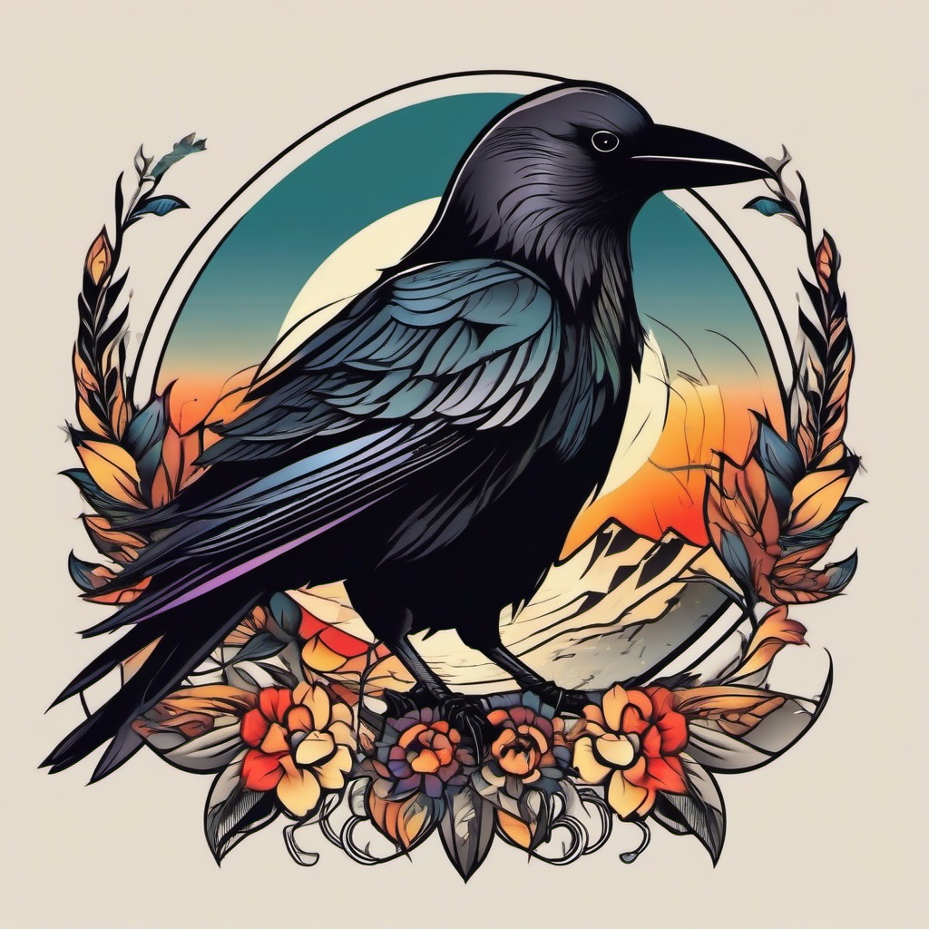 simple crow tattoo  simple vector color tattoo