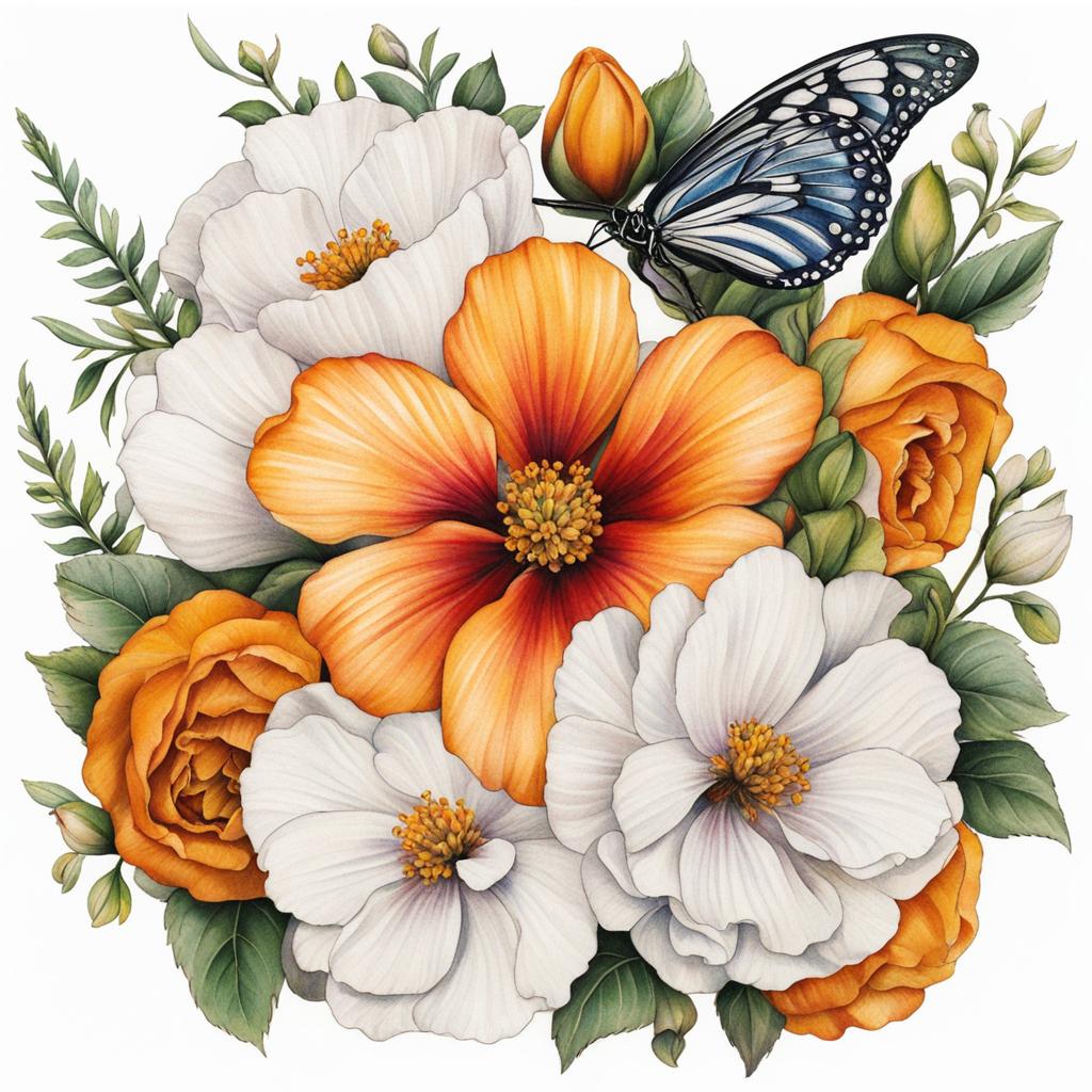 October birth flower tattoo, Tattoos representing the birth flower for the month of October.  vivid colors, white background, tattoo design