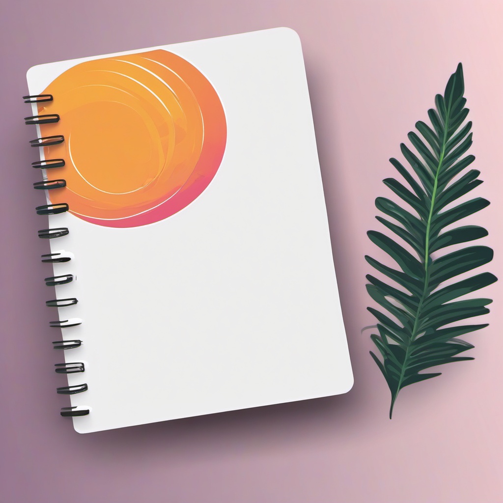 Notebook Sticker - Jotting down thoughts and ideas in a vibrant and sturdy notebook, , sticker vector art, minimalist design