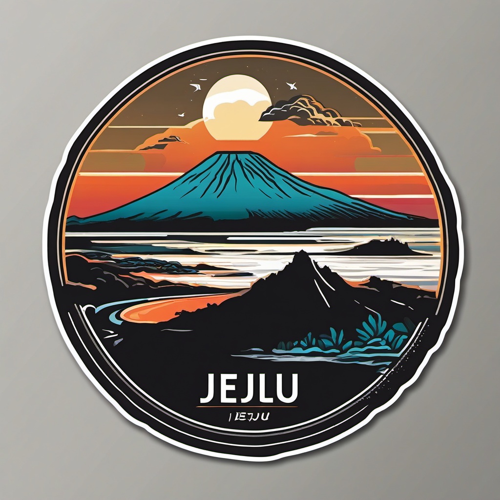 Jeju Island sticker- Volcanic island with unique natural wonders in South Korea, , sticker vector art, minimalist design