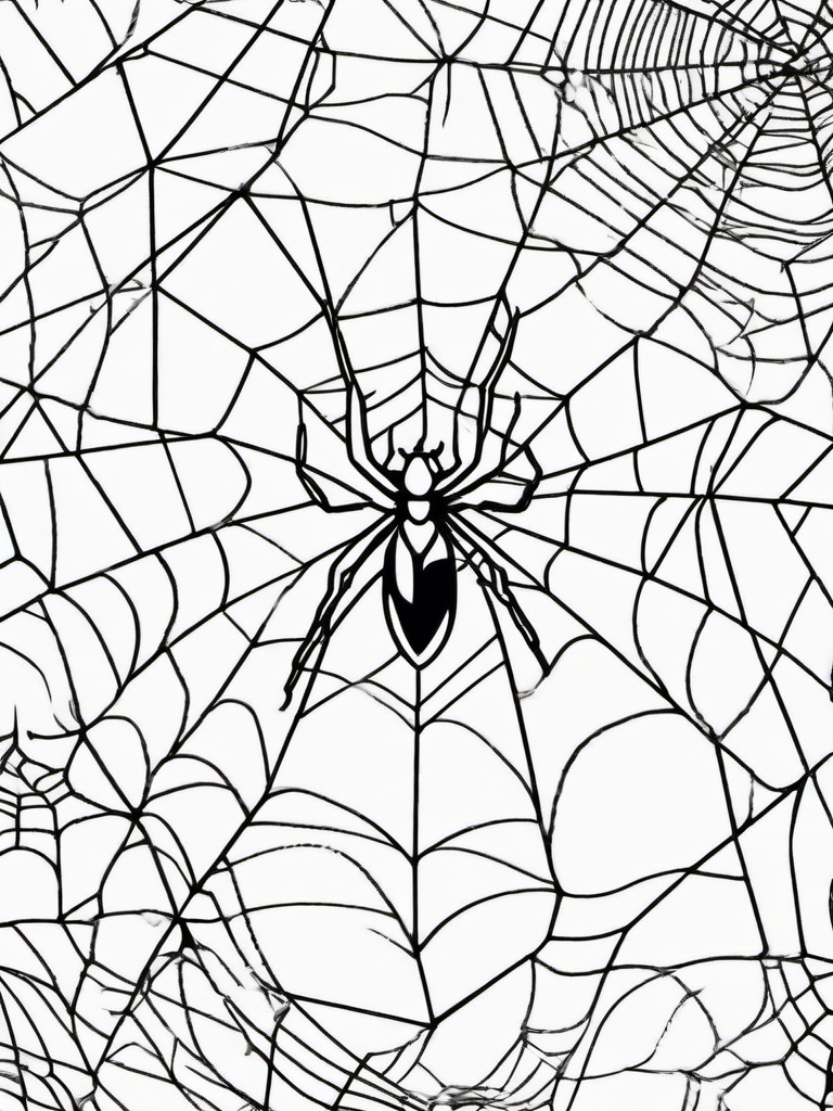 Spiderweb Coloring Pages - Tangled Webs of Creepy Spiders  minimal black outline printable sheet, coloring page