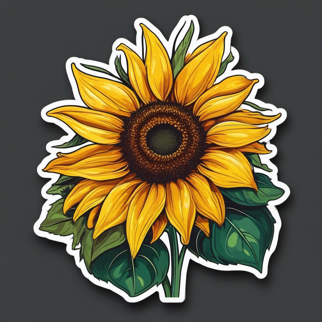 Sunflower Sticker - Vibrant sunflower illustration, ,vector color sticker art,minimal