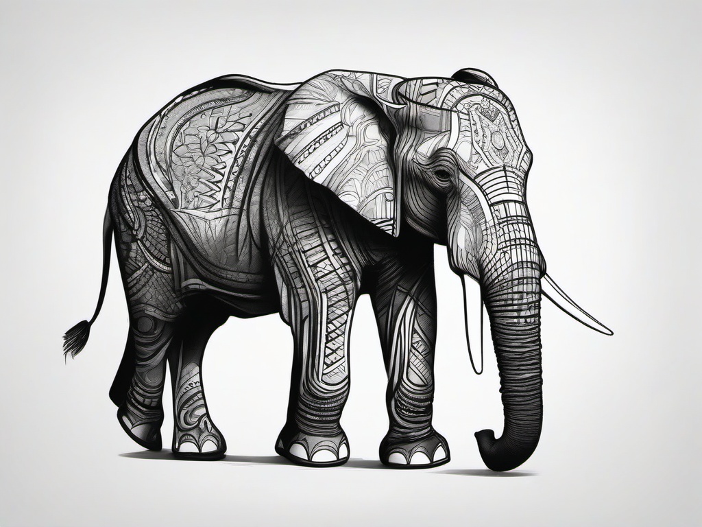 easy sketch of elephant  minimal rough sketch scribbles,doodles,black and white