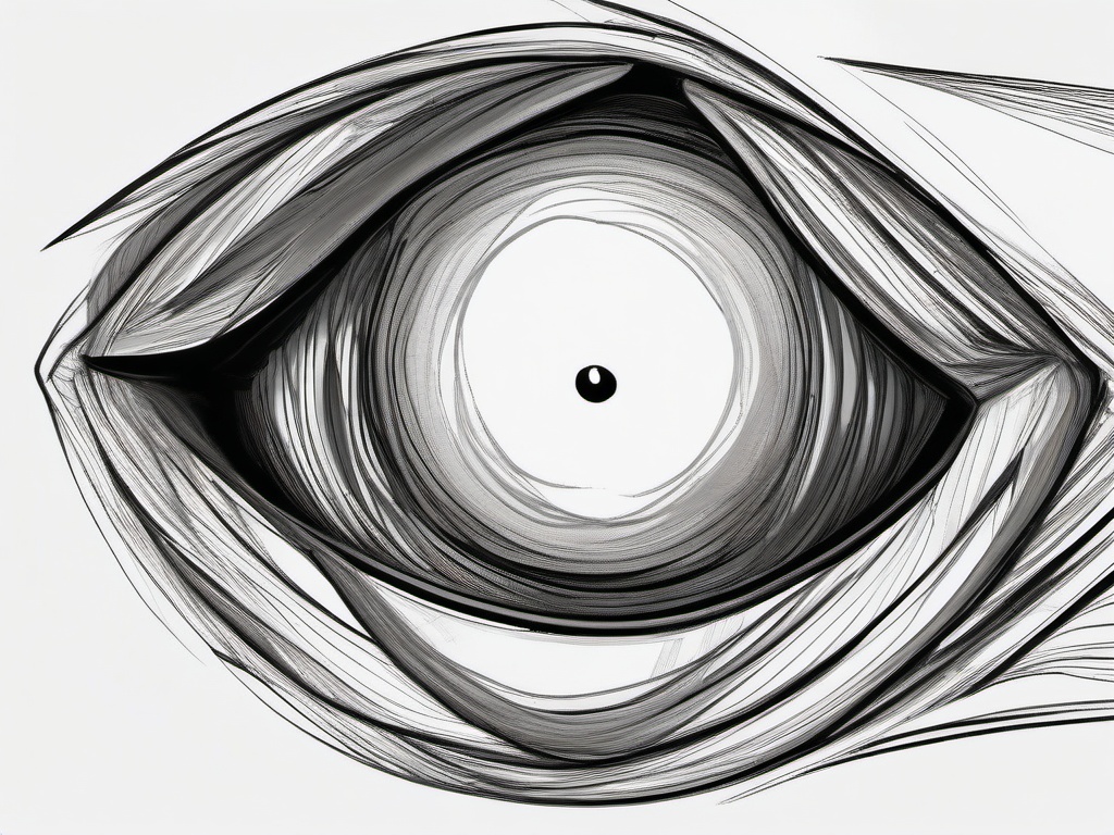 drawing of a shark eye  minimal rough sketch scribbles,doodles,black and white