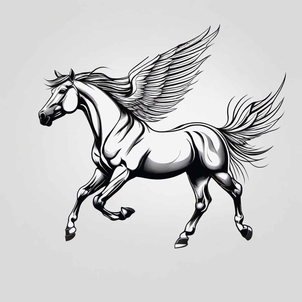 horse with wings tattoo  simple tattoo,minimalist,white background