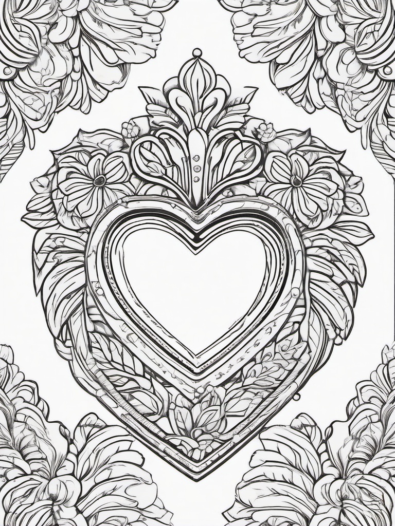 Heart Locket Coloring Pages - A Beautiful Heart-Shaped Locket  minimal black outline printable sheet, coloring page