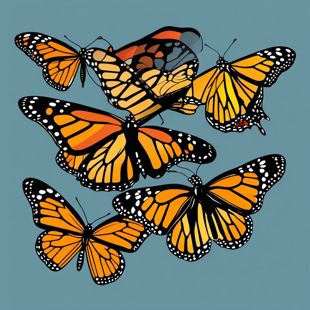 Monarch Butterfly clipart - Iconic butterfly species migrating in swarms, ,color clipart vector style