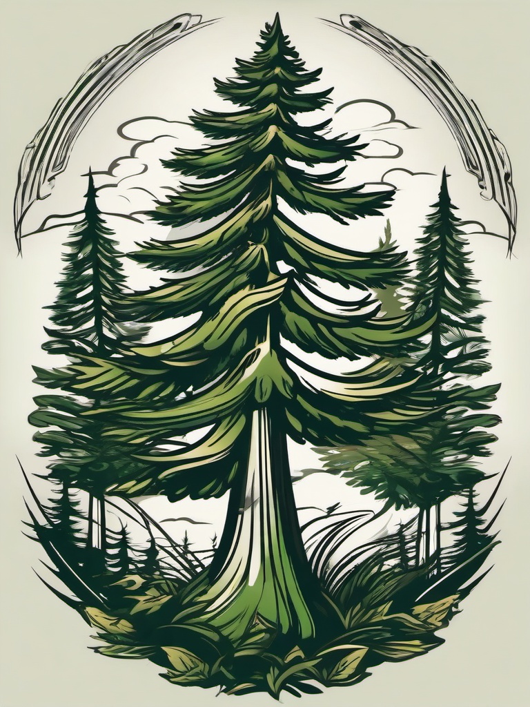 evergreen tree tattoo  simple vector color tattoo