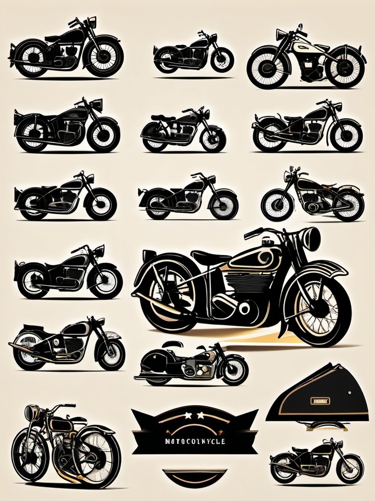 Vintage Motorcycle Clipart - A vintage motorcycle with timeless style.  color vector clipart, minimal style