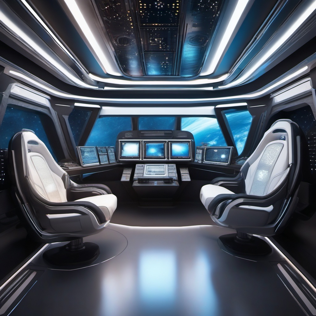 Ultra-Modern Spacecraft Interior with Futuristic Interfaces Aesthetic Space Background intricate details, patterns, wallpaper photo