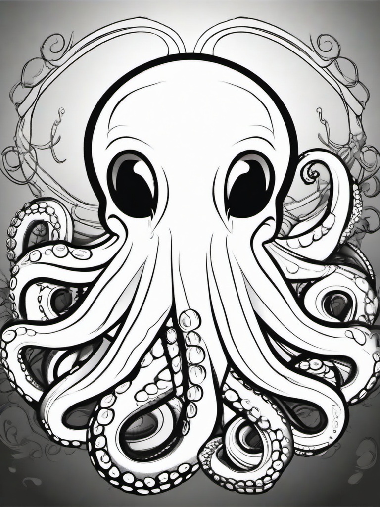 Octopus Coloring Pages - Octopus with tentacles  simple coloring pages