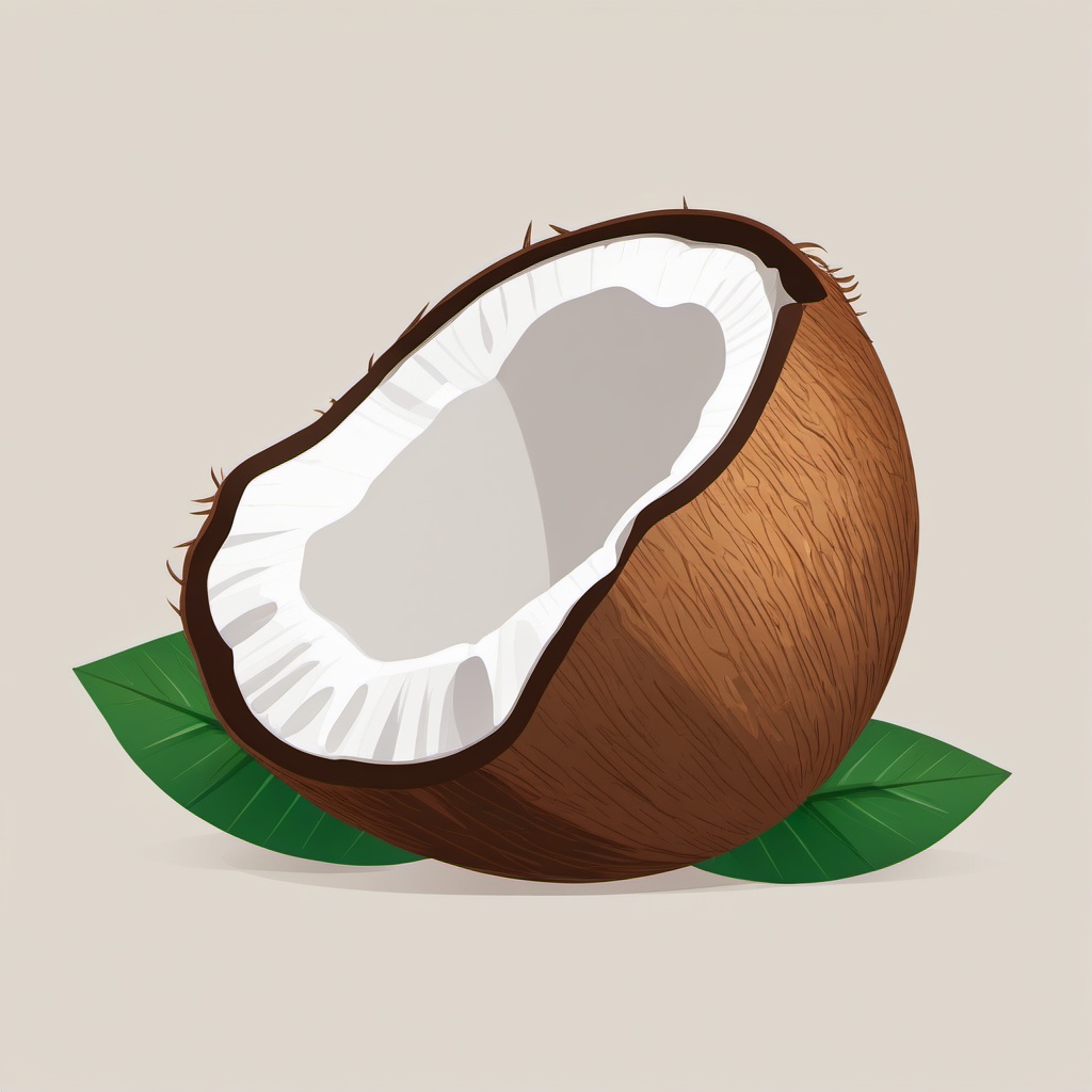 Coconut Clipart - Whole coconut with its outer shell.  color vector clipart, minimal style