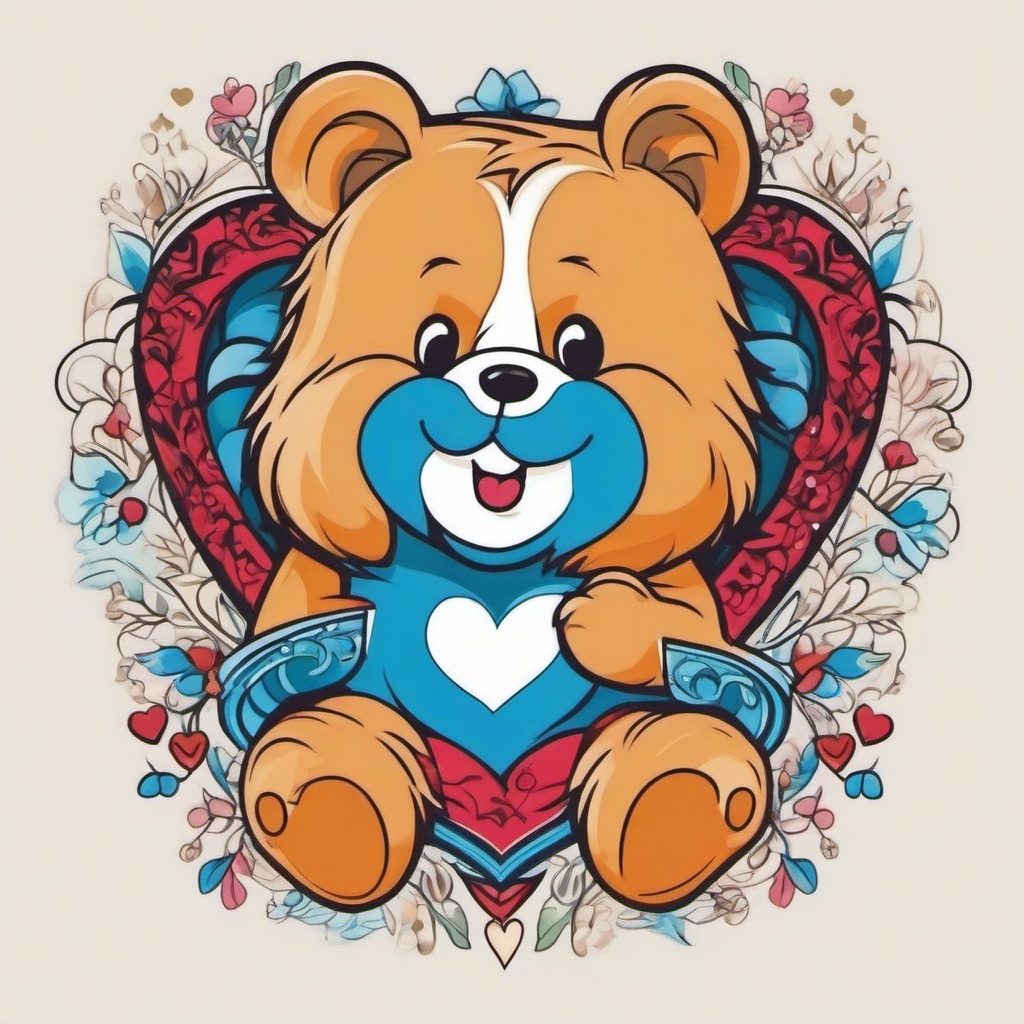 care bear heart tattoo  simple vector color tattoo