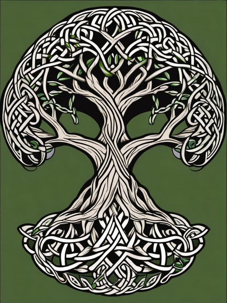 celtic knot tree of life tattoo  simple vector color tattoo