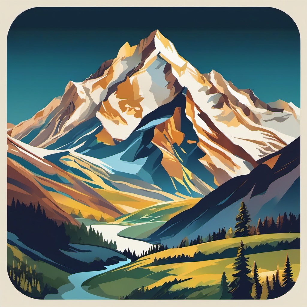 The Swiss Alps clipart - Stunning mountain range in Switzerland, ,color clipart vector style