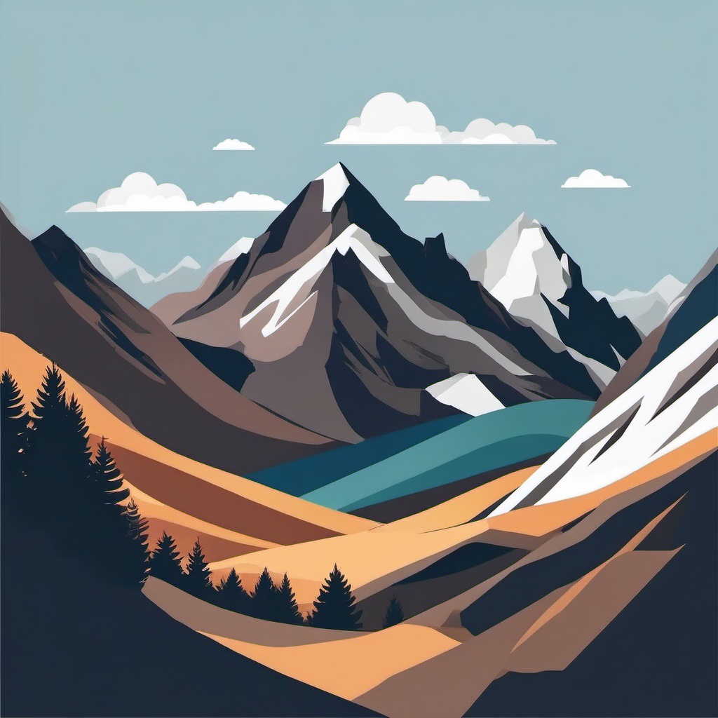 Snow-Capped Peaks Adventure clipart - Adventurous journey to peaks, ,vector color clipart,minimal