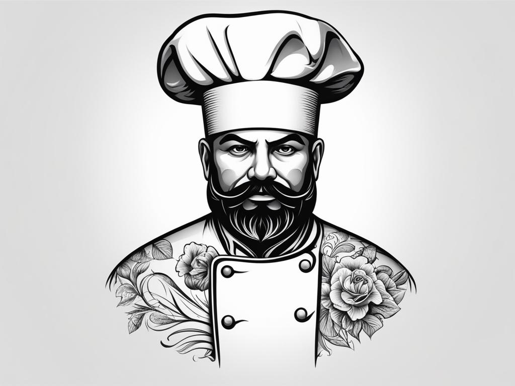 chef tattoo no skin,white background