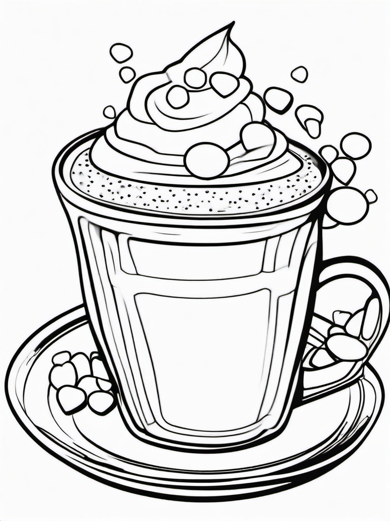 Hot Chocolate Coloring Pages - Warm Drink with Marshmallows  minimal black outline printable sheet, coloring page