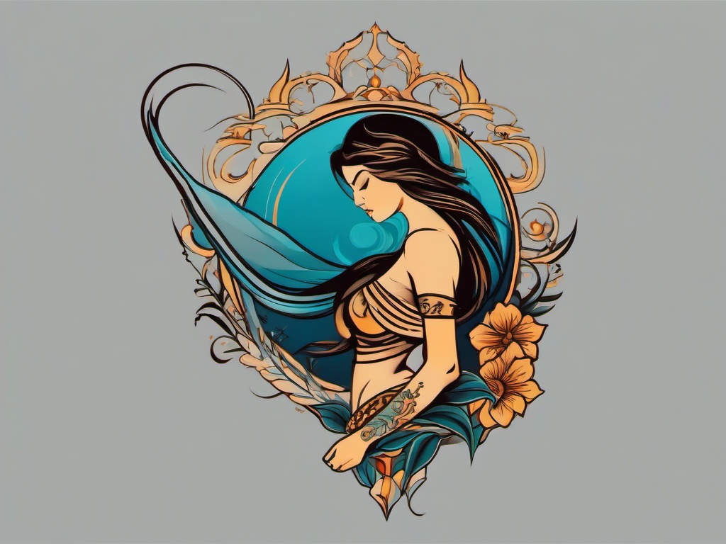 water bearer tattoo  simple vector color tattoo