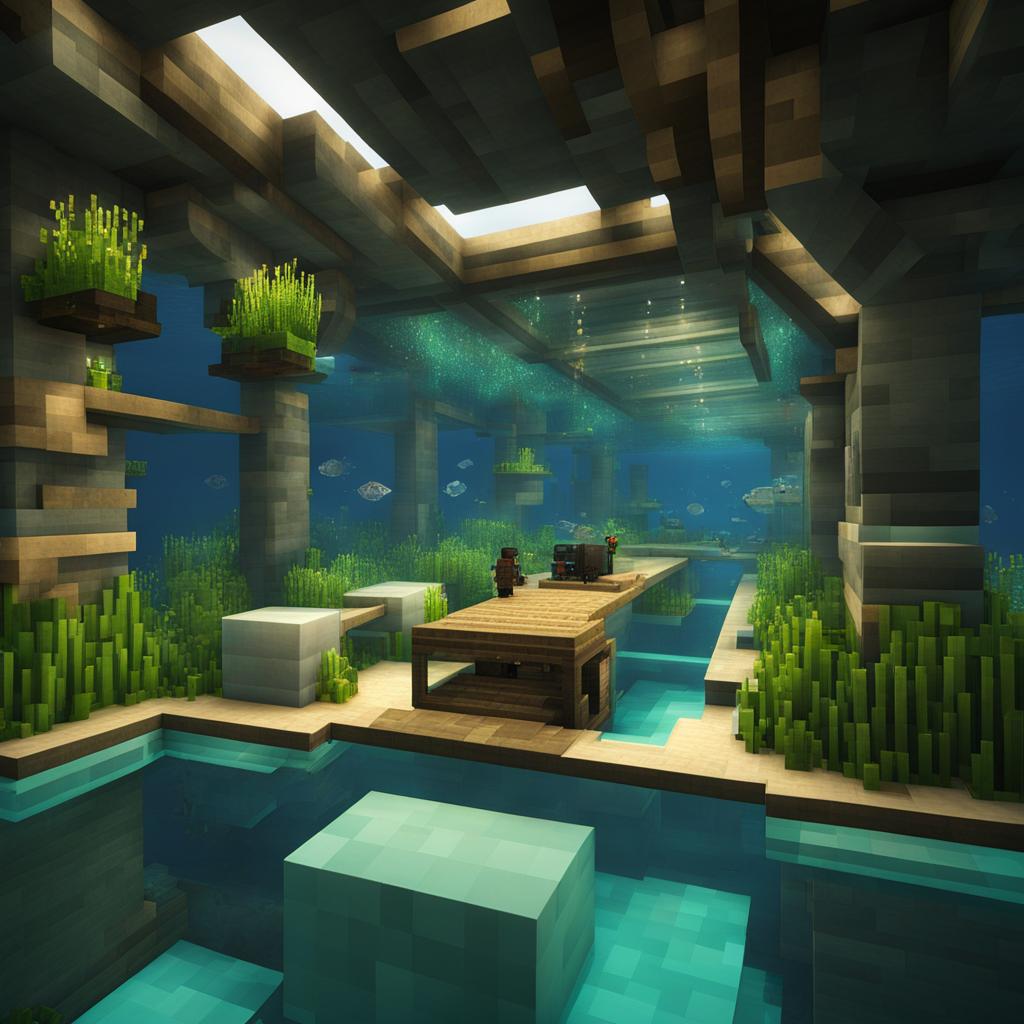 underwater base with glass tunnels for observing marine life - minecraft house ideas minecraft block style