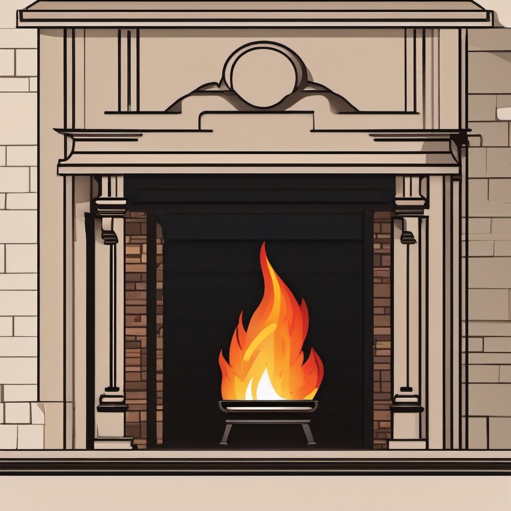 Fire Clipart - A crackling fire in the fireplace.  color clipart, minimalist, vector art, 