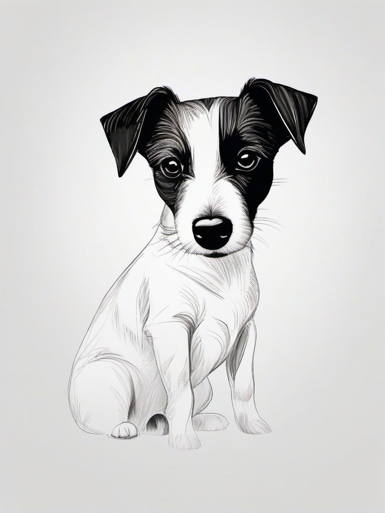 drawing of a Jack Russell Terrier dog  minimal rough sketch scribbles,doodles,black and white