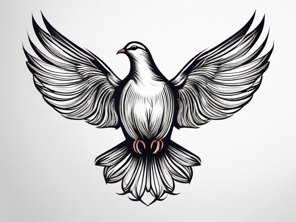 Dove Tattoo-Elegant and symbolic tattoo of a dove, representing peace and freedom.  simple color tattoo,white background