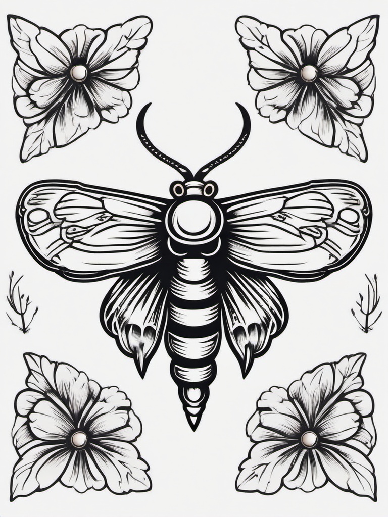 Death Moth Traditional Tattoo - Traditional style death moth tattoo.  simple vector tattoo,minimalist,white background