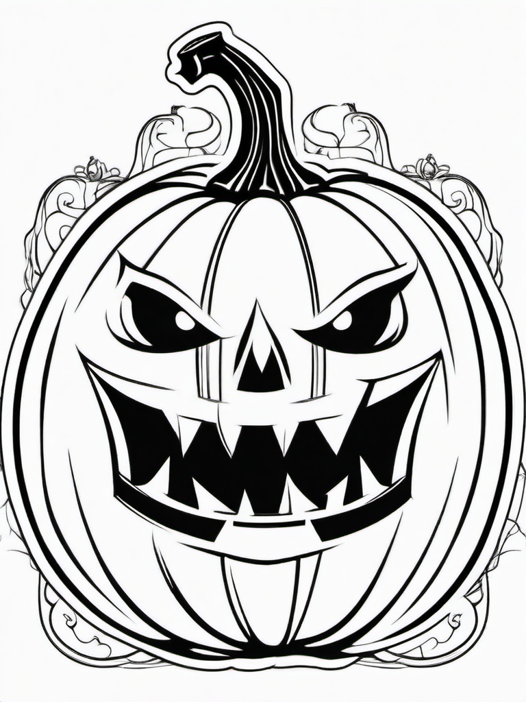 Pumpkin with Scary Eyes Coloring Pages - Pumpkin Glowing with Sinister Eyes  minimal black outline printable sheet, coloring page