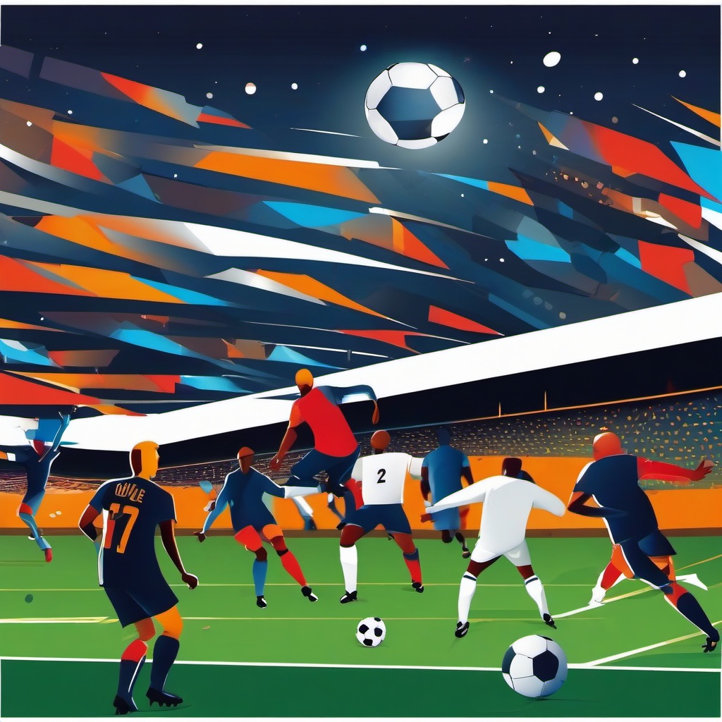 Football clipart - match under bright lights  