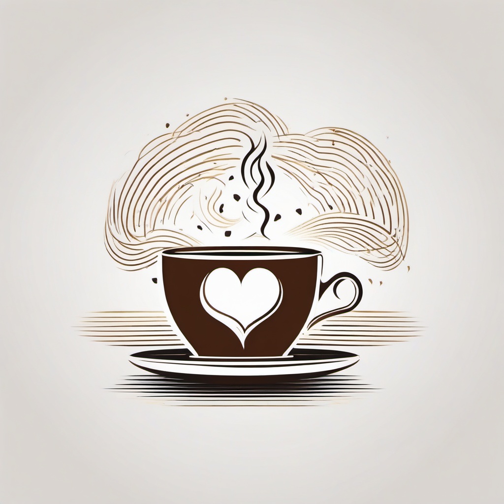 Coffee Heartbeat Tattoo - Celebrate your love for coffee with a tattoo featuring a rhythmic heartbeat line and a coffee cup.  simple vector color tattoo,minimal,white background