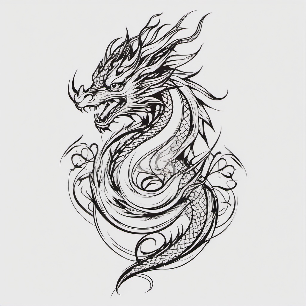 Feminine Dragon Tattoo - Dragon tattoos designed with a more feminine and delicate touch.  simple color tattoo,minimalist,white background