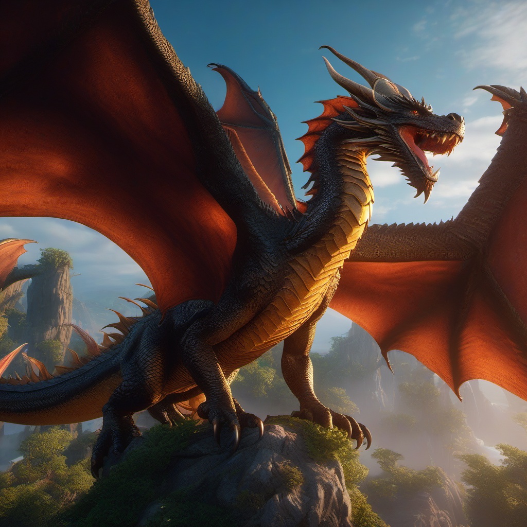 Dragon Fantasy - A fantastical scene with dragons soaring through the skies detailed matte painting, deep color, fantastical, intricate detail, splash screen, complementary colors, fantasy concept art, 8k resolution trending on artstation unreal engine 5