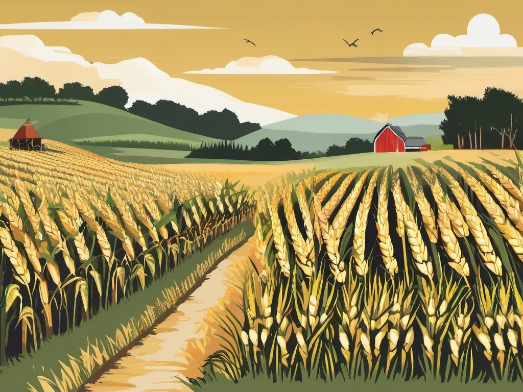 Cornfield Adventure clipart - Exploring a cornfield, ,vector color clipart,minimal