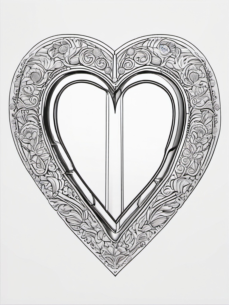 Heart Shield Coloring Pages - A Protective Shield Shaped Like a Heart  minimal black outline printable sheet, coloring page