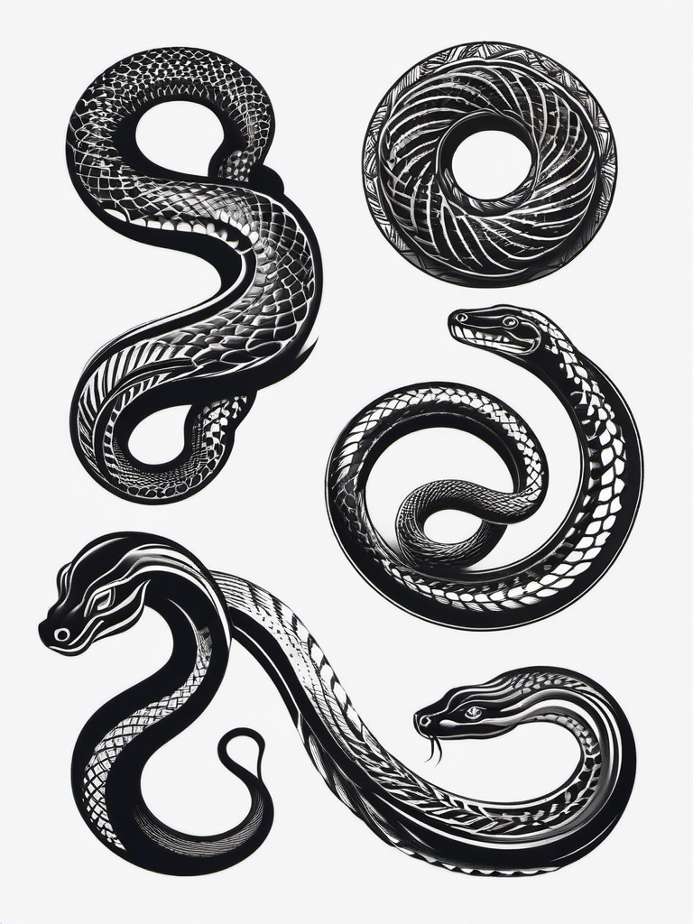Snake Tattoo Ideas - Various ideas and inspirations for snake tattoos.  simple vector tattoo,minimalist,white background