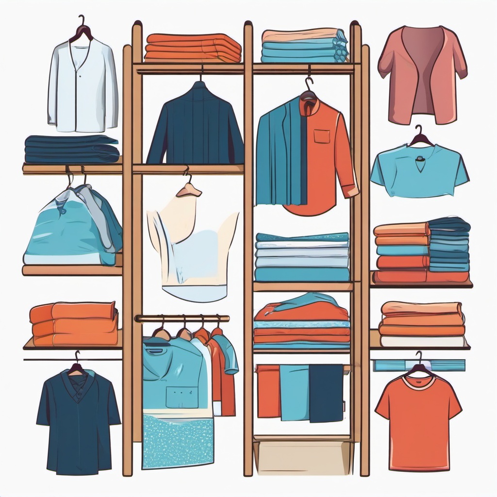 Clothes being folded neatly clipart.  vector style illustration, white background