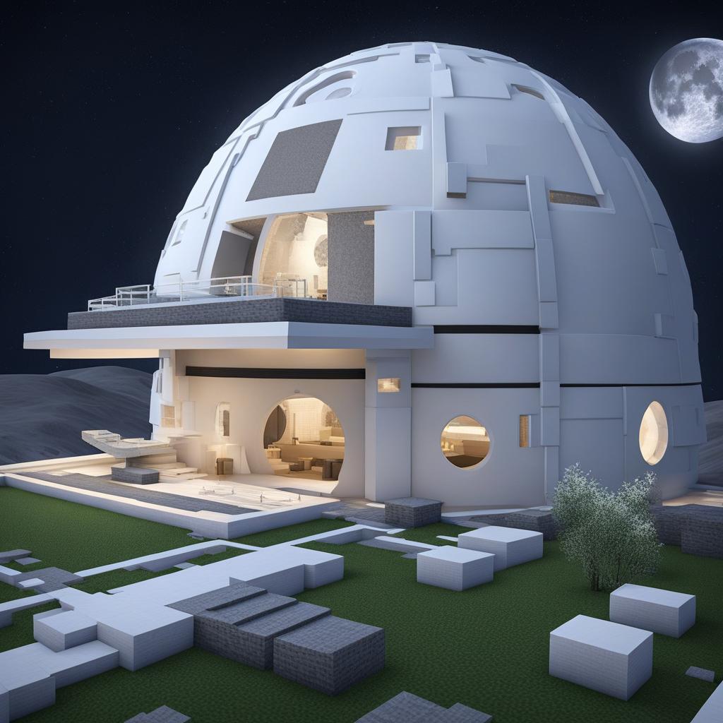 dome-covered lunar colony for living on the moon's surface - minecraft house design ideas minecraft block style