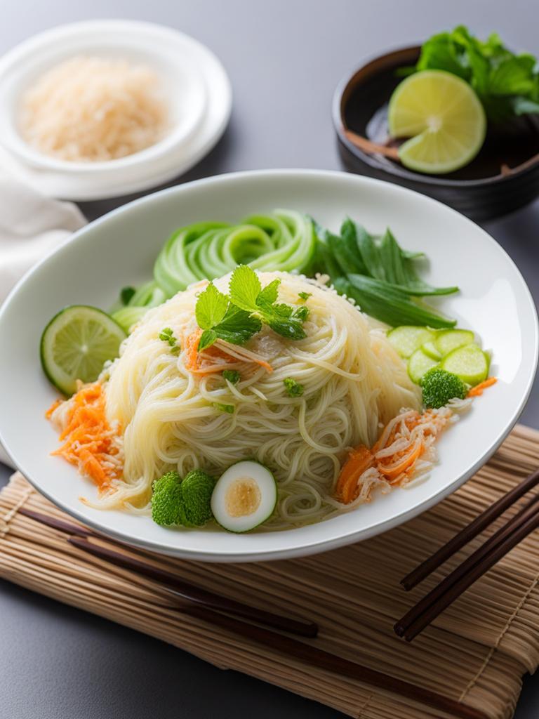 rice vermicelli with coconut milk (lod chong), sweet green noodles in coconut syrup. 