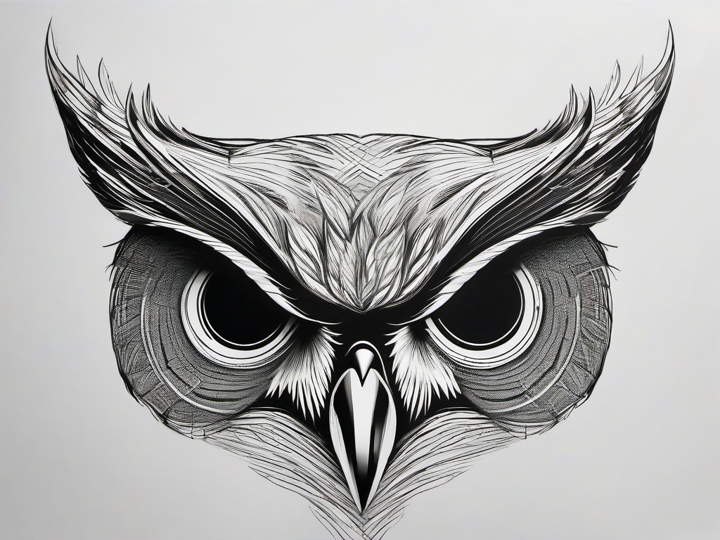 drawing of an owl looking down from a tree  minimal rough sketch scribbles,doodles,black and white