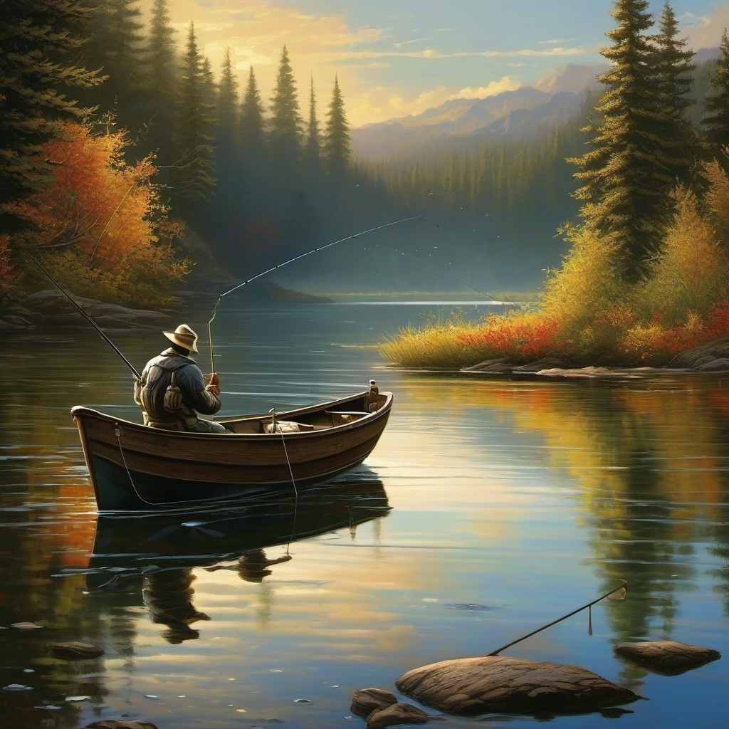 Fishing Wallpaper - Peaceful Fishing at Remote Lake  intricate patterns, splash art, wallpaper art