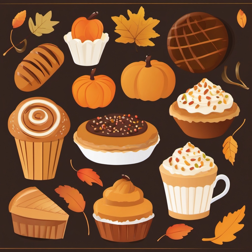 Fall Bakery Delights clipart - Tempting fall bakery goods, ,vector color clipart,minimal