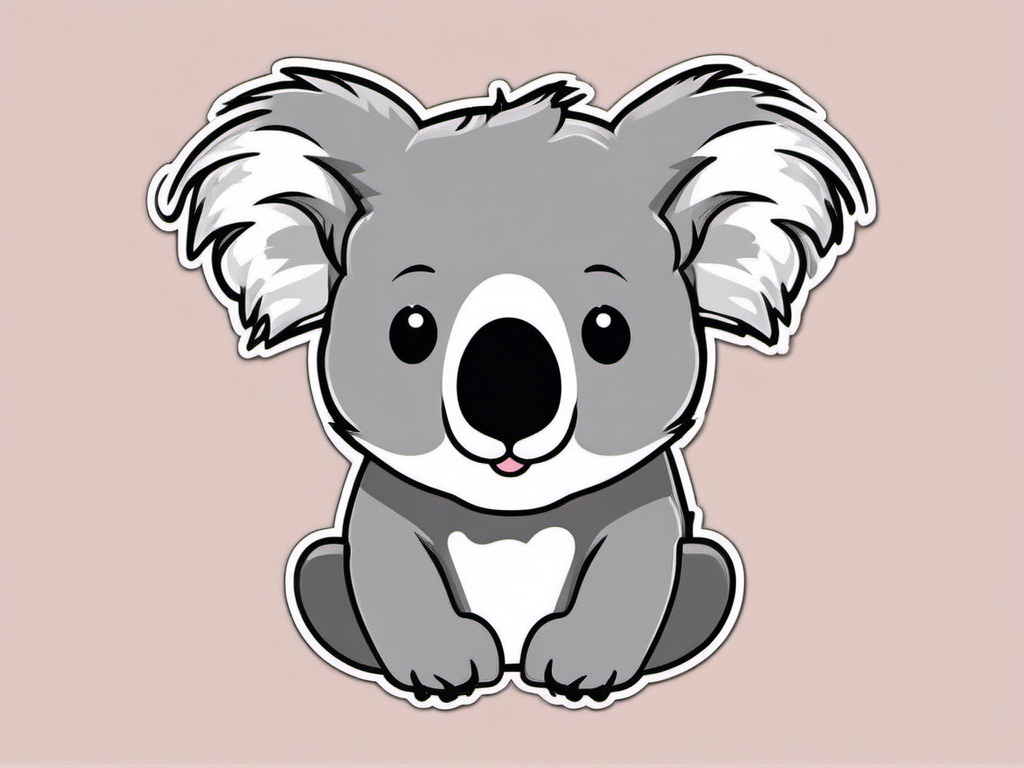 Koala Face Sticker - Adorable koala look, ,vector color sticker art,minimal