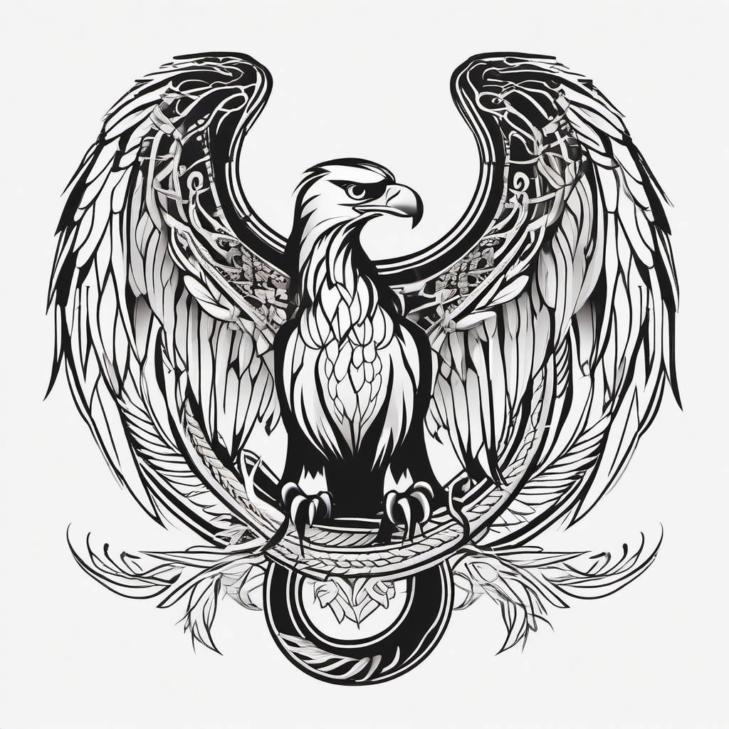 Eagle Snake Tattoo - Tattoo featuring an eagle and snake motif.  simple vector tattoo,minimalist,white background