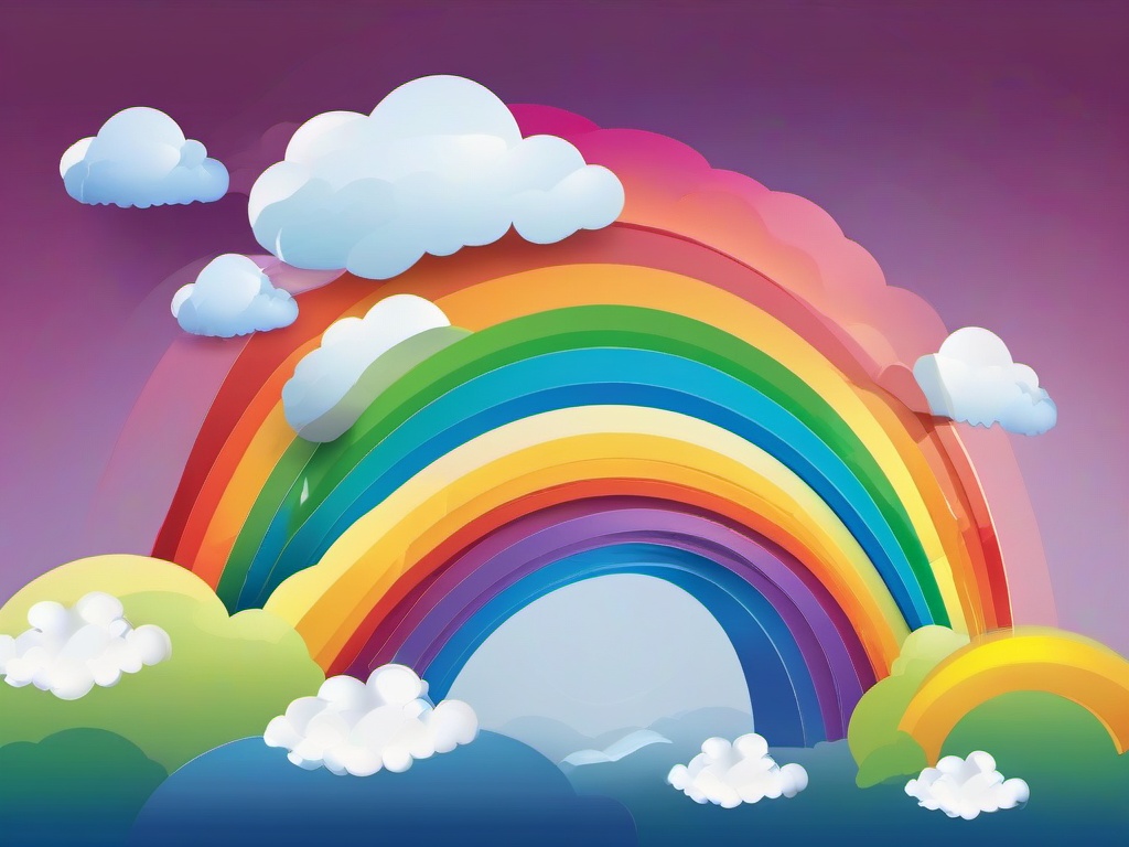 Rainbow With Clouds Background  