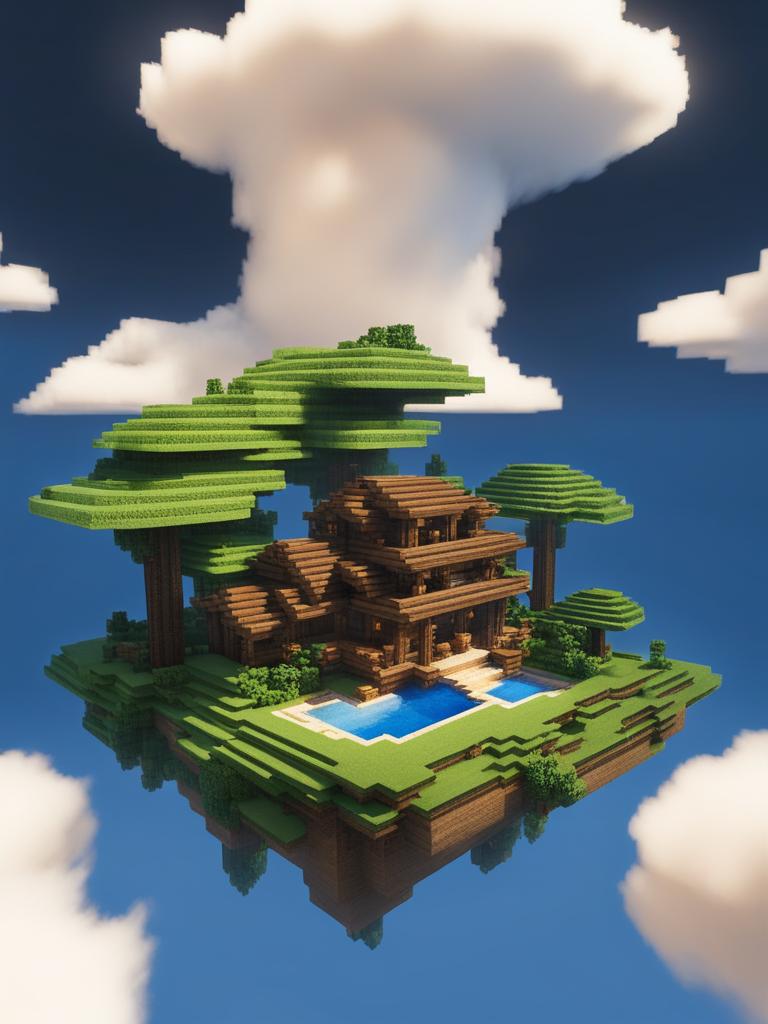 floating oasis in a sea of clouds - minecraft house design ideas 