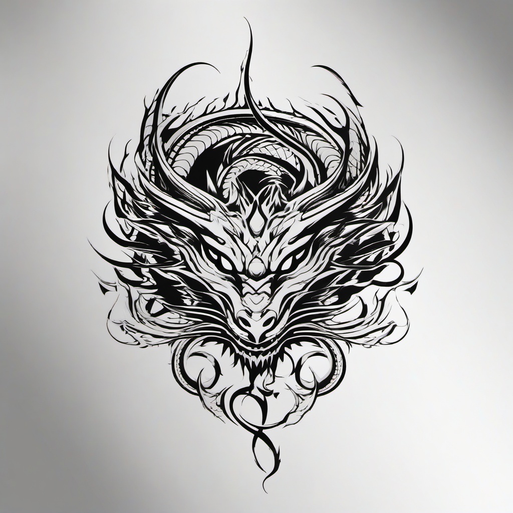 Dragon Ink Tattoo - Tattoo ink specifically designed or themed around dragon motifs.  simple color tattoo,minimalist,white background