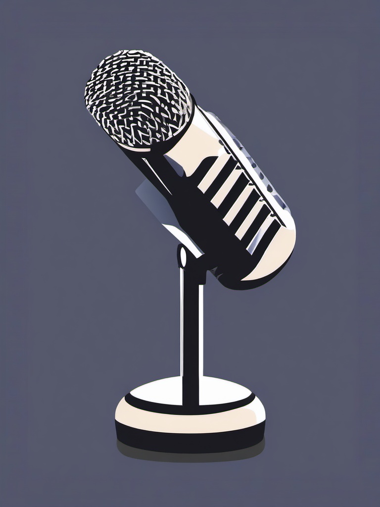 Classic Microphone Clipart - A classic microphone ready for a sensational performance on stage.  color clipart, minimalist, vector art, 