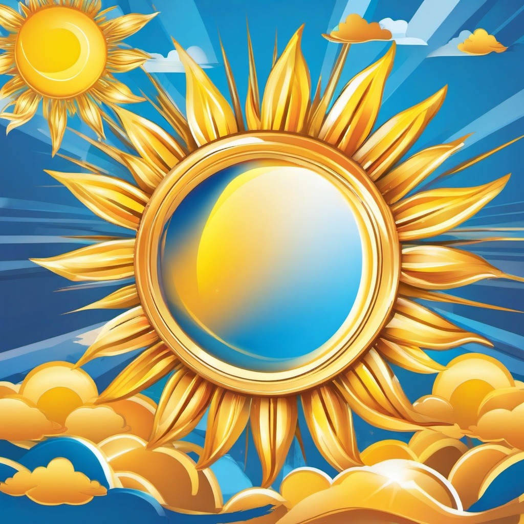 Sun Clipart, Shining sun in a clear blue sky. 